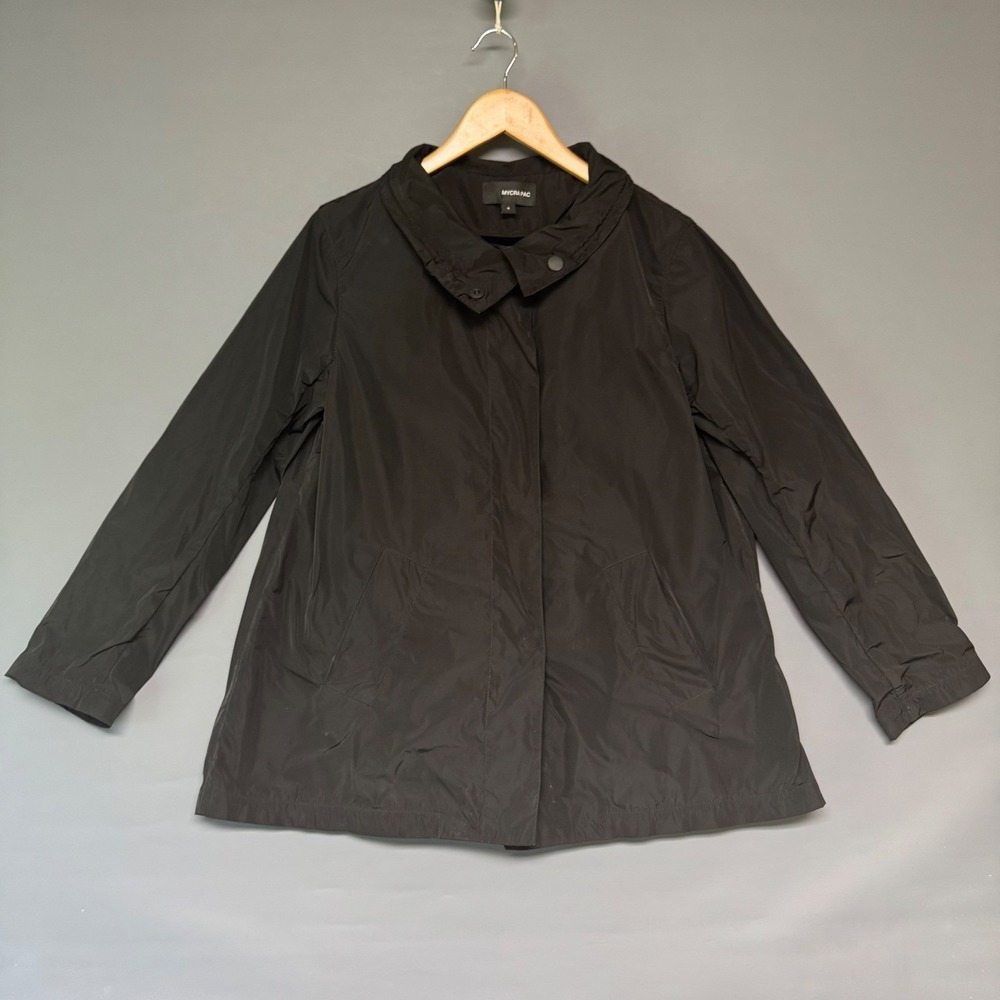 Mycra‎ Pac Black Travel Rain Jacket Funnel Neck Pleated Back Small